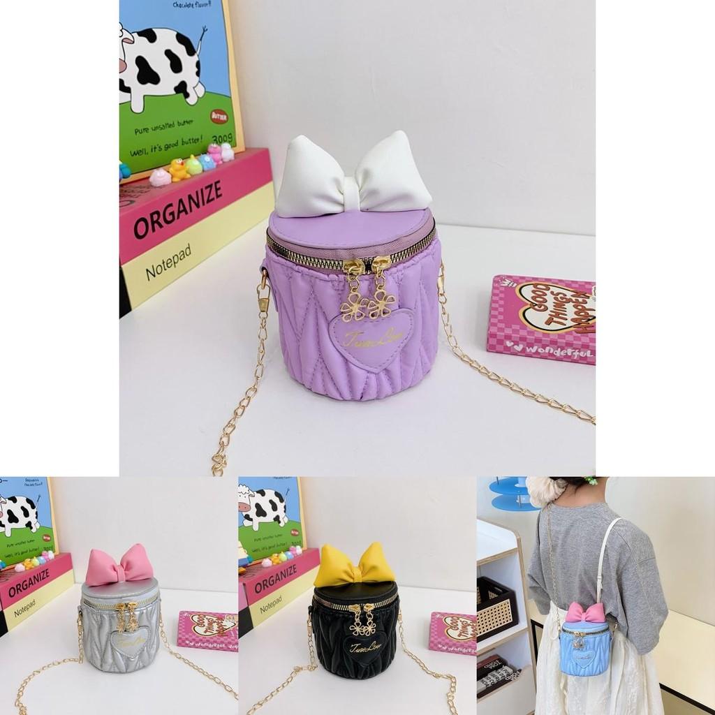 Children Cute Butterfly Knot Pu Water Bucket Bag For Daily Casual Use
