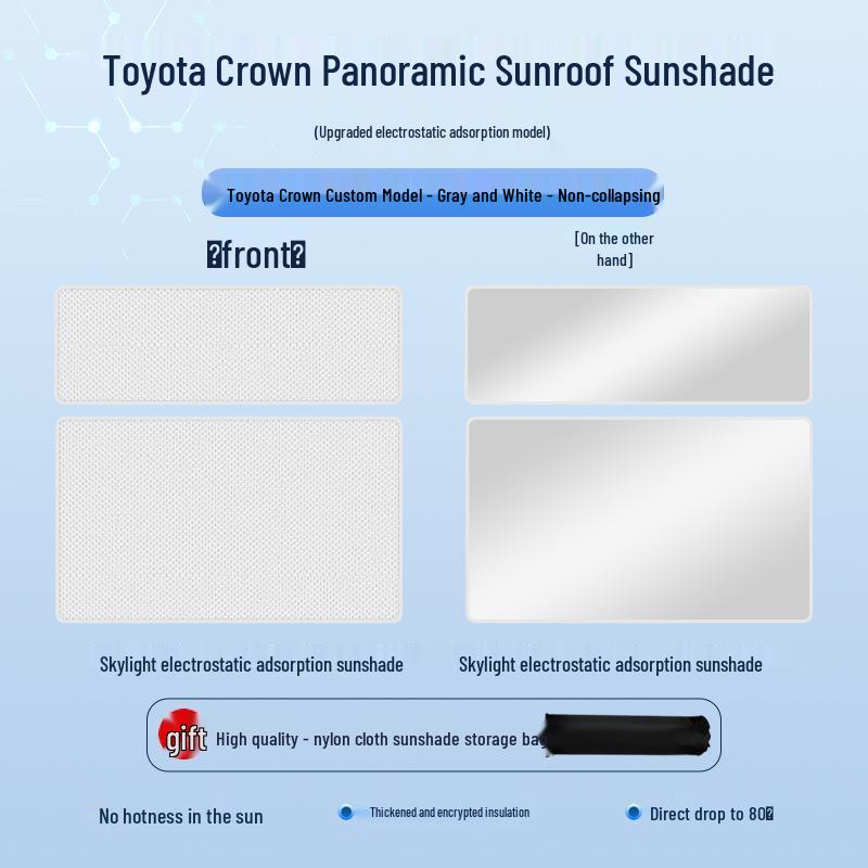 Toyota 23 Crown Sunroof Electrostatic Sunshade: Heat Insulation, Sun Protection, Privacy, Opaque