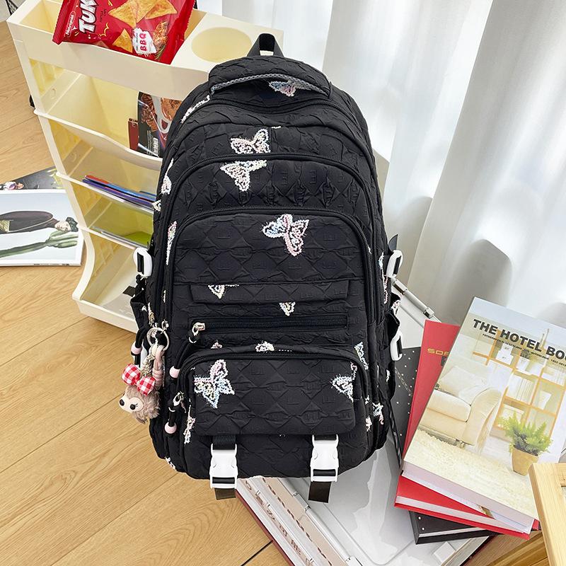 Schoolbag Female Junior High School Students' High capacity High School Students' Backpacks Are High Value  Light and Simple Backpacks.
