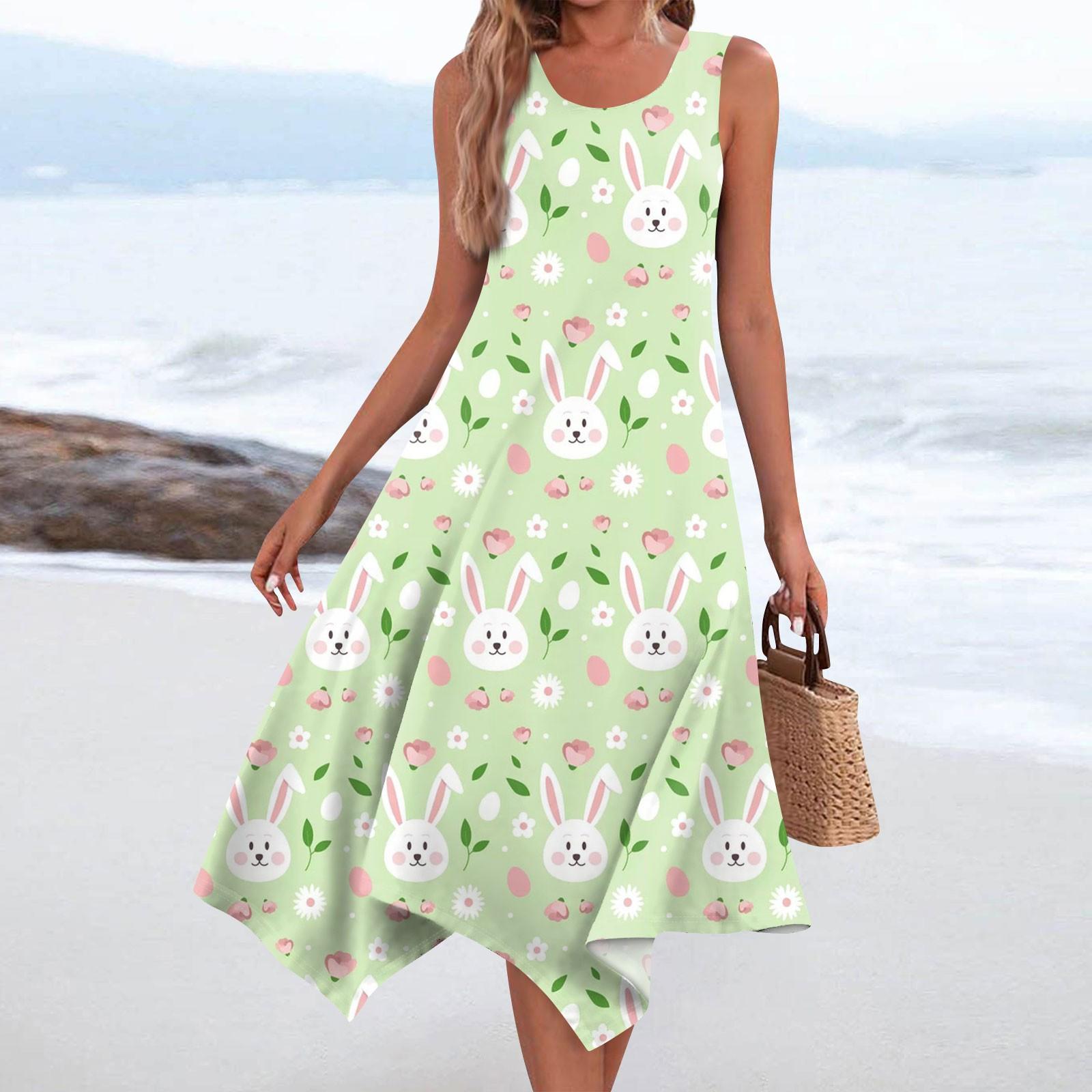 

Женское повседневное модное платье миди без рукавов с круглым вырезом и нерегулярным подолом L зелёный