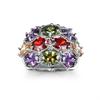 SODROV Rainbow Jewelry Colorful Crystal Zircon Rings for Women Wedding Engagement Flower Ring
