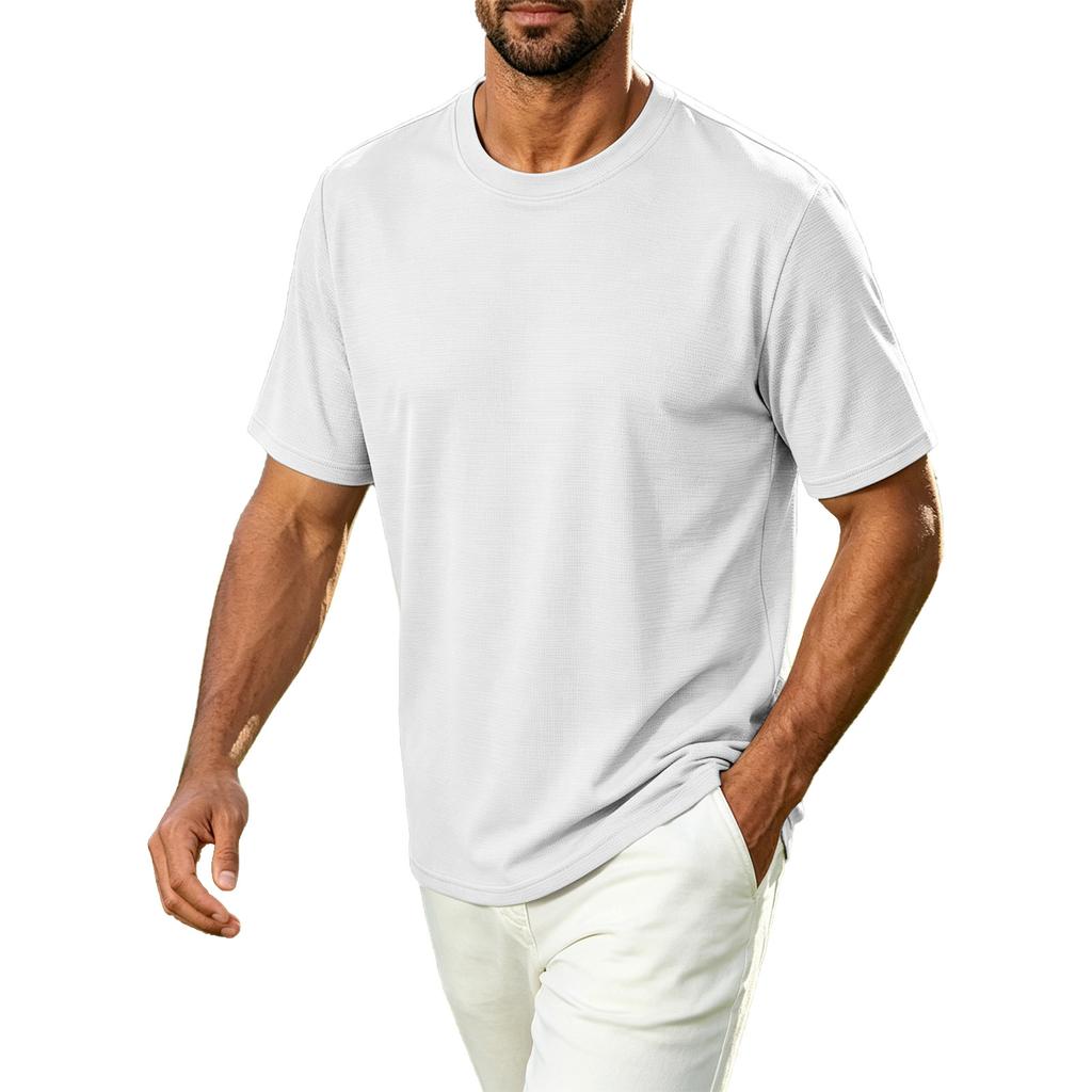 Men's Casual Crew Neck T Shirt Breathable Quick Dry Short Sleeve Athletic Tee Lightweight Comfortable Fabric for Outdoor Sports