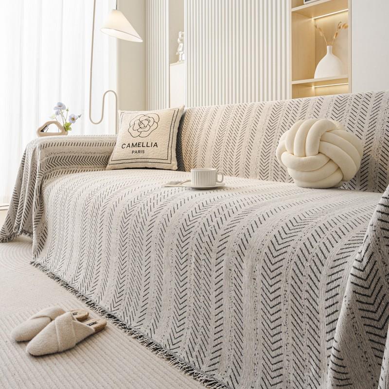 Modern Minimalist Chenille Herringbone Sofa Cover, Four Seasons Non-Slip Blanket