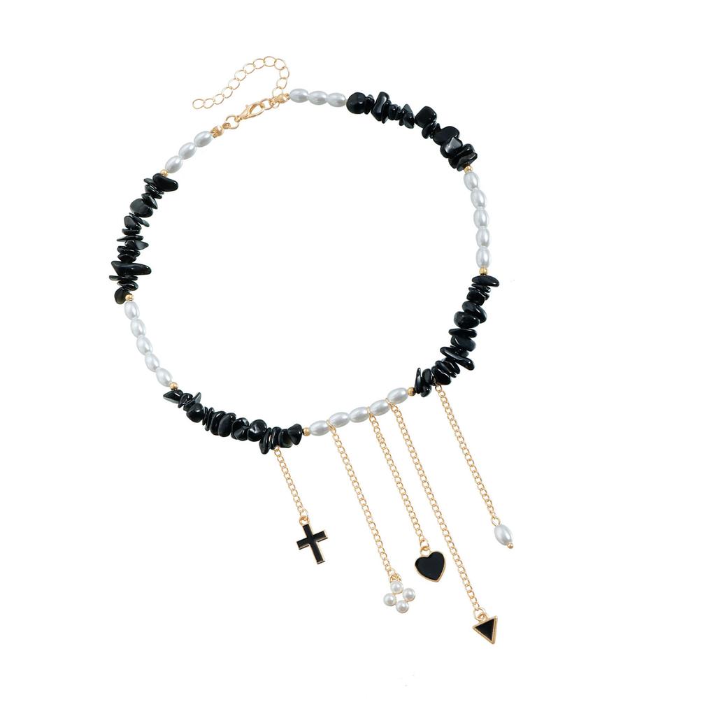 Elegant Pearls Heart Necklace Adjustable Length for Trendy Women Seek Fashionable Styles Daily Use Causal Wear