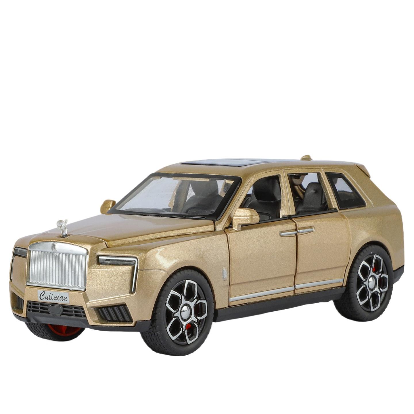 

1/32 Rolls Royce внедорожник Cullinan 2025 сплав модель роскошного автомобиля литой металл внедорожник модель автомобиля звук и свет детская игрушка подарок золотистый