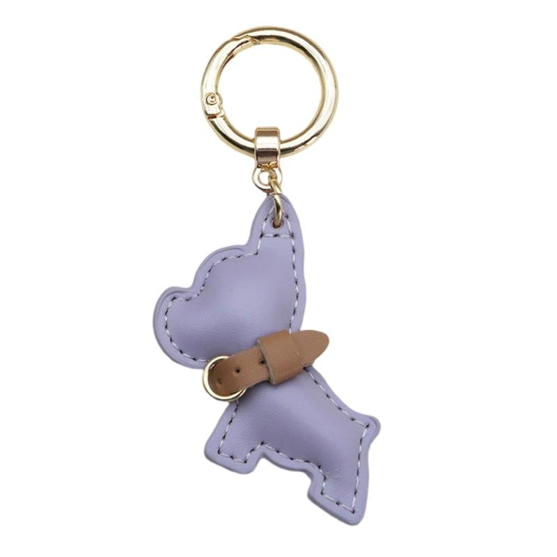 Car Hanging Ornament Key Chain PU Leather French Bulldog Key Chain Creative Gift Bag Charm Pendant Decoration