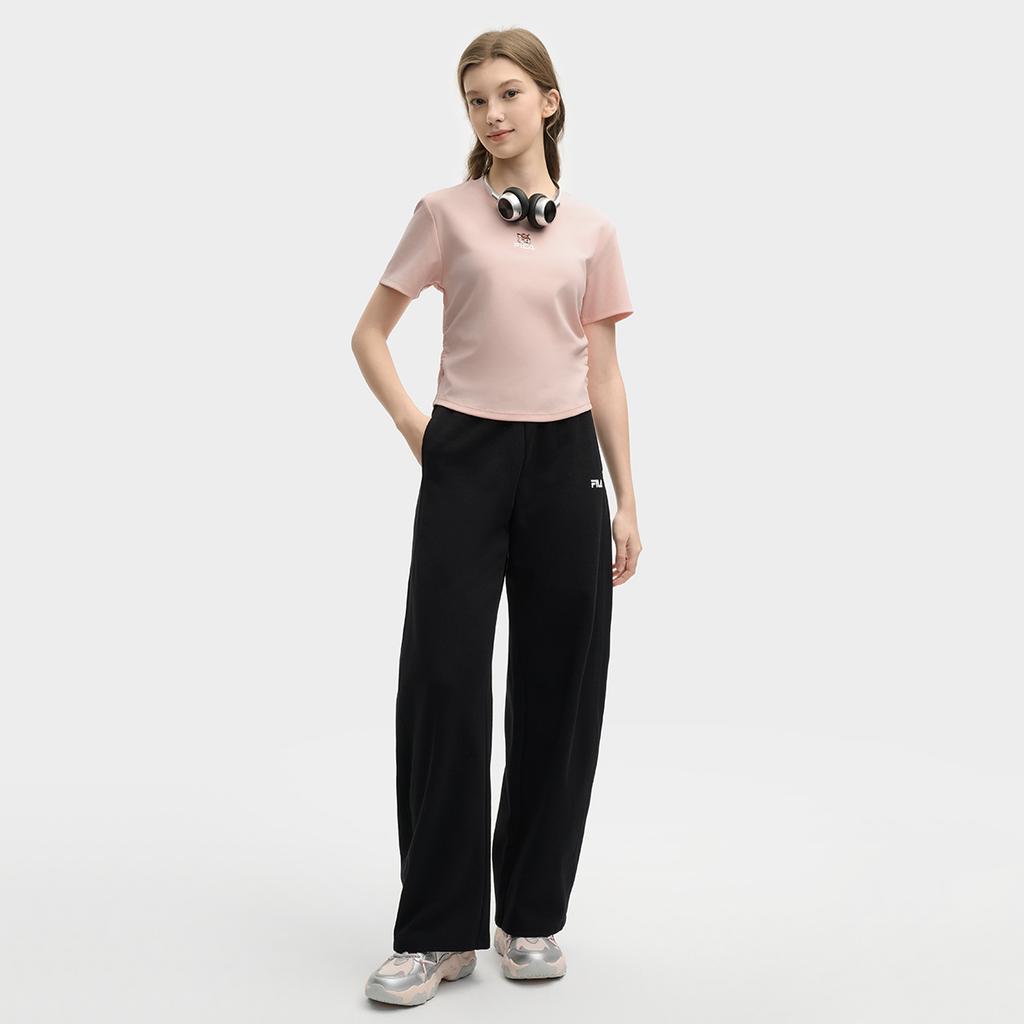 Fila Original Dopamine Fashion Trendy Comfortable Simple Foxy Girl T-Shirt Knitted Short Sleeve Women Tops Rose-Deep-Pink F11W529120FPK