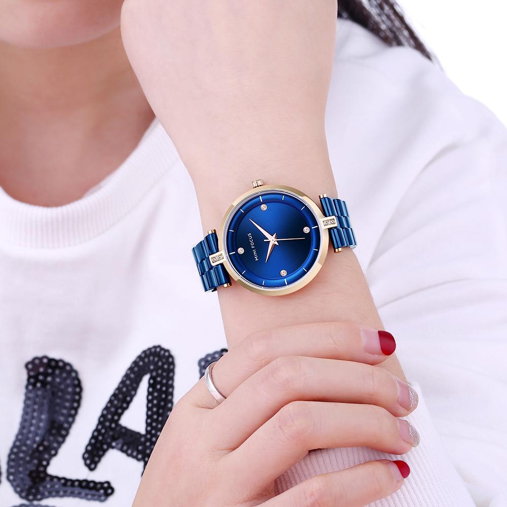 MINI FOCUS Watches Women Top Brand Luxury Quartz Watch Female Fashion Rhinestone Stainless Steel Ladies Simple Casual Wristwatch
