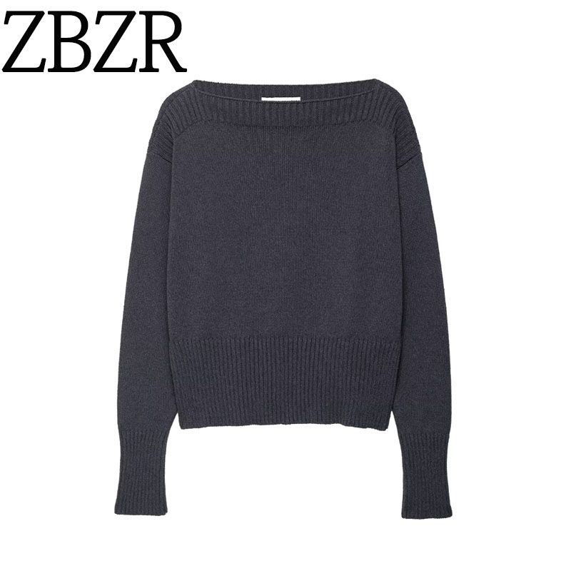 Zbzr Autumn New Women Clothes Western Style Fashion Temperament Simple off-Neck Long Sleeve Knit 6771139