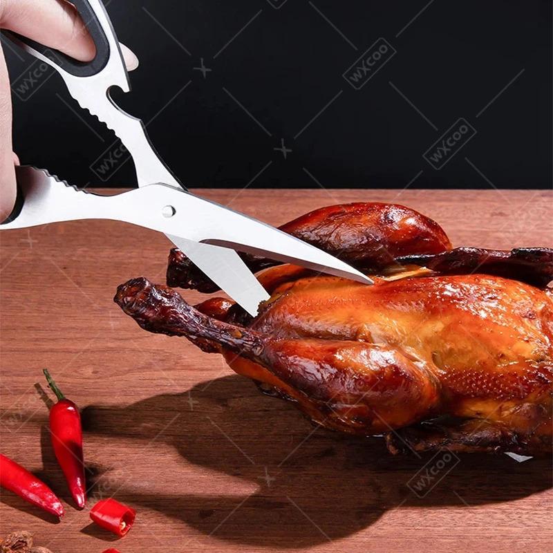 Kitchen Scissors All Steel Kitchen Shear Chicken Bone Scissors Multifunctional Bottle Opener Walnut Clip Scissors Kitchen Tools