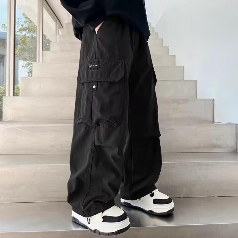 

Children s Clothing Boys Pants Spring and Autumn 2026 New Loose Cargo Pants for Big Boys Trendy Long Pants 120 чёрный