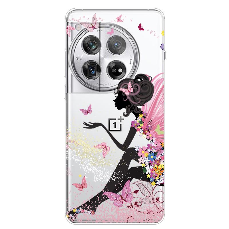 For OnePlus 12 Case 12R 5G Flower Clear TPU Soft Silicone Transparent Back Case for One plus 12R Cover on for Oneplus12 5G Coque