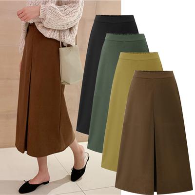 Women's Suede Maillard 200 Catties Large Size Slim High Waist A-line Hip-packing One-step Skirt Mid-length Skirt