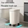 Press-Type Trash Can with Lid and Wheels for Bathroom Crevice