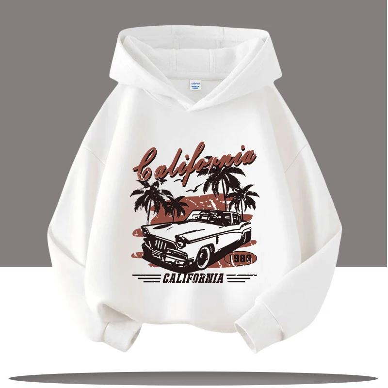 

Hip-hop style boys sport shirt retro car kids hooded sweatshirt, cartoon print girls casual top fall winter clothing 130