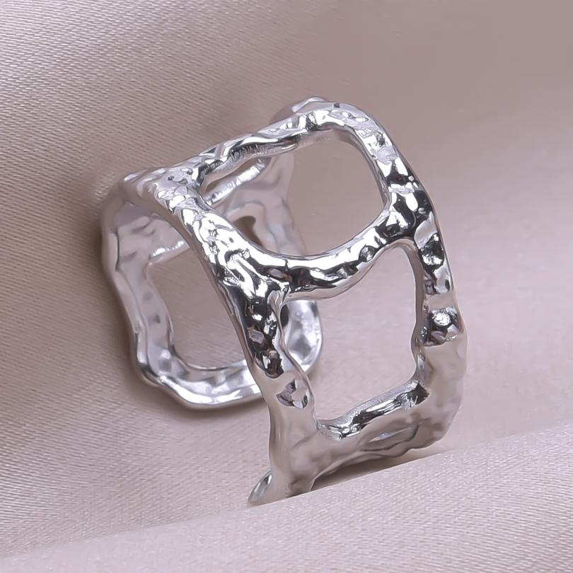 No Fade Silver Color Korean Adjustable Rings For Women Men Accessories Heart Bat Moon Sun Star Stainless Steel Ring Y2k Jewelry
