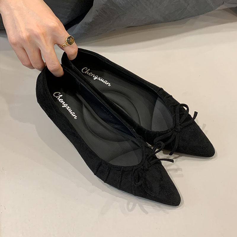 

Fashion Fashion Flock Footwear Pointed Toe Women Pumps Slides Shoes Shallow Female Butterfly-Knot Elegant Ladies Heeled Shoes 35 чёрный