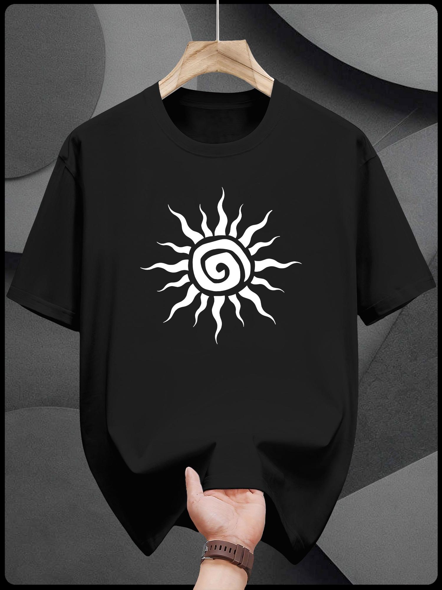 Casual Short Sleeve T-shirt with Sunflower Print - Breathable Summer Tee L