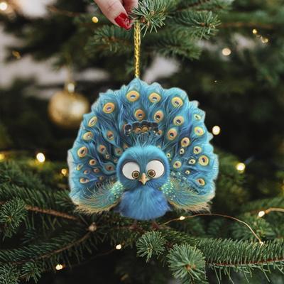 Peacock Christmas Tree Ornaments Cartoon Peacock Acrylic Hanging Decorations for Xmas Tree