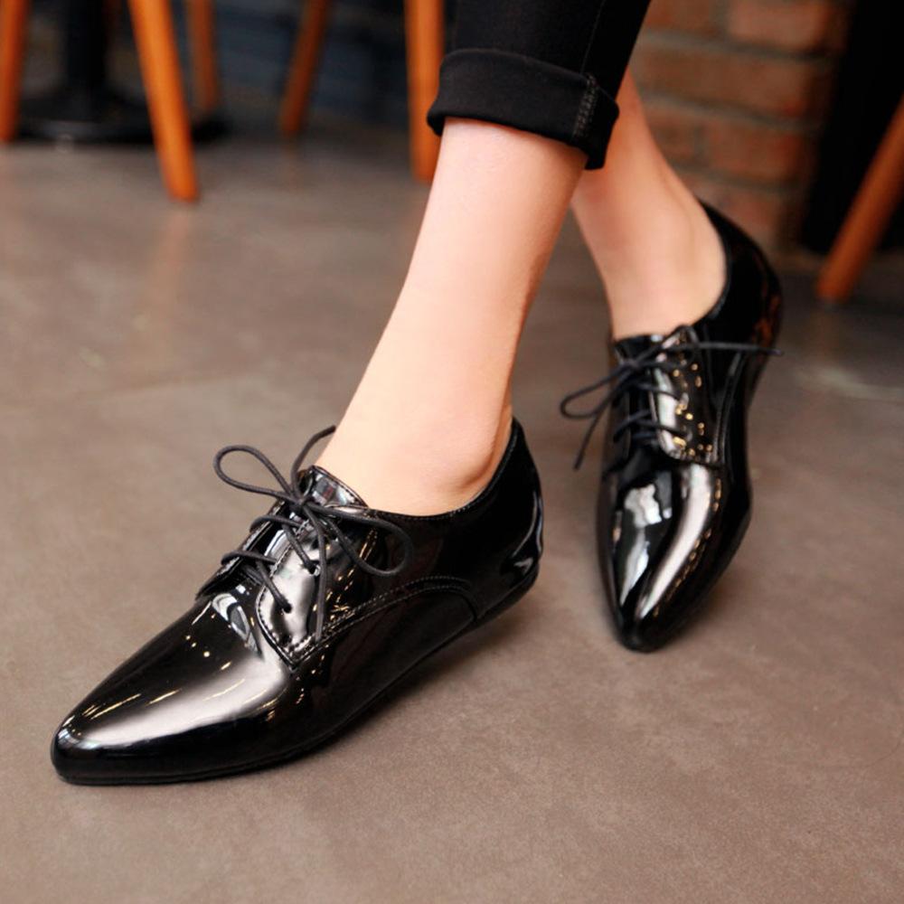 2019 new fashion pointed Korean version color inner height increase patent leather strap low heel women's single shoes