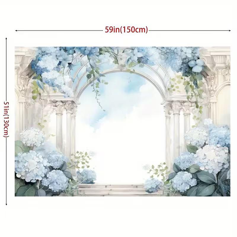 

2D Elegant Watercolor Floral Archway Backdrop, Photography Background for Bridal Showers & Studio Use 47.2x31.5inch/120*80cm