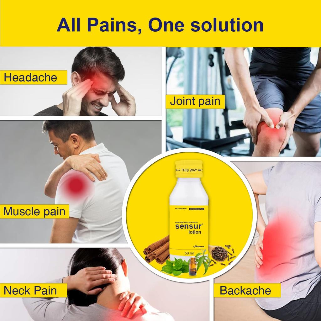 Sensur Natural Ayurvedic Pain Relief Lotion 50ml Pack of 1 Fast Acting Muscle Joint Relief
