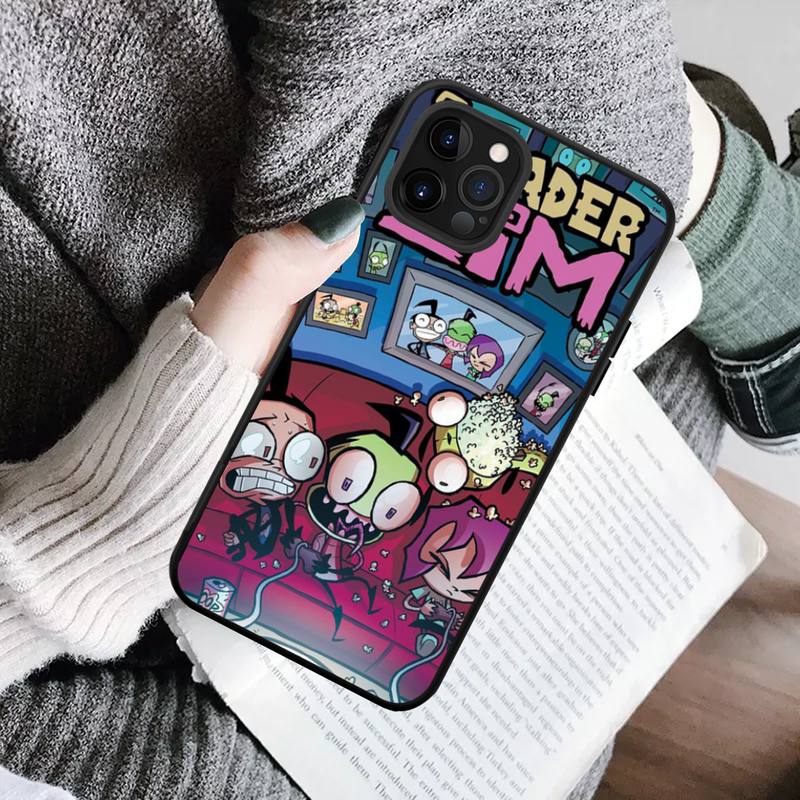 YNDFCNB Invader Zim-Telefonhülle für iPhone 11 12 13 Mini Pro Max 8 7 6 6S Plus X 5 SE 2020 XR XS Funda-Hülle