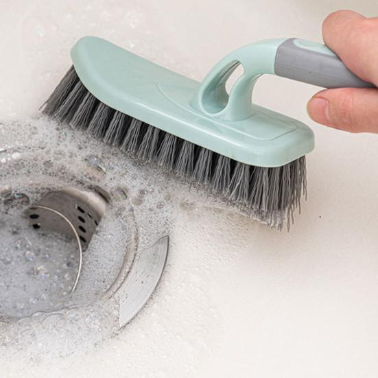 Floor Brush Ergonomic Non-slip Handle Tough Bristles Labor-saving Bathroom Toilet Handled Notch Ground Seam Brush for Hotel