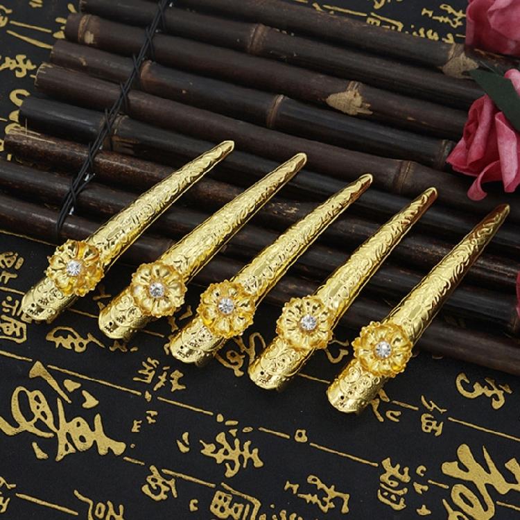 10 Pieces Gold Finger Rings with Intricate Designs for Nail Art and Personalize Styling for Festivals and Everyday Use