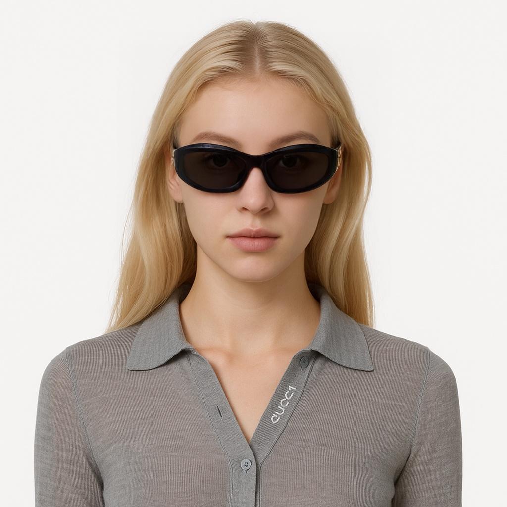 Miu Miu Full Frame Logo Design Cat Eye Sunglasses Women sunglasses Black SMU14ZSF-16K08Z61