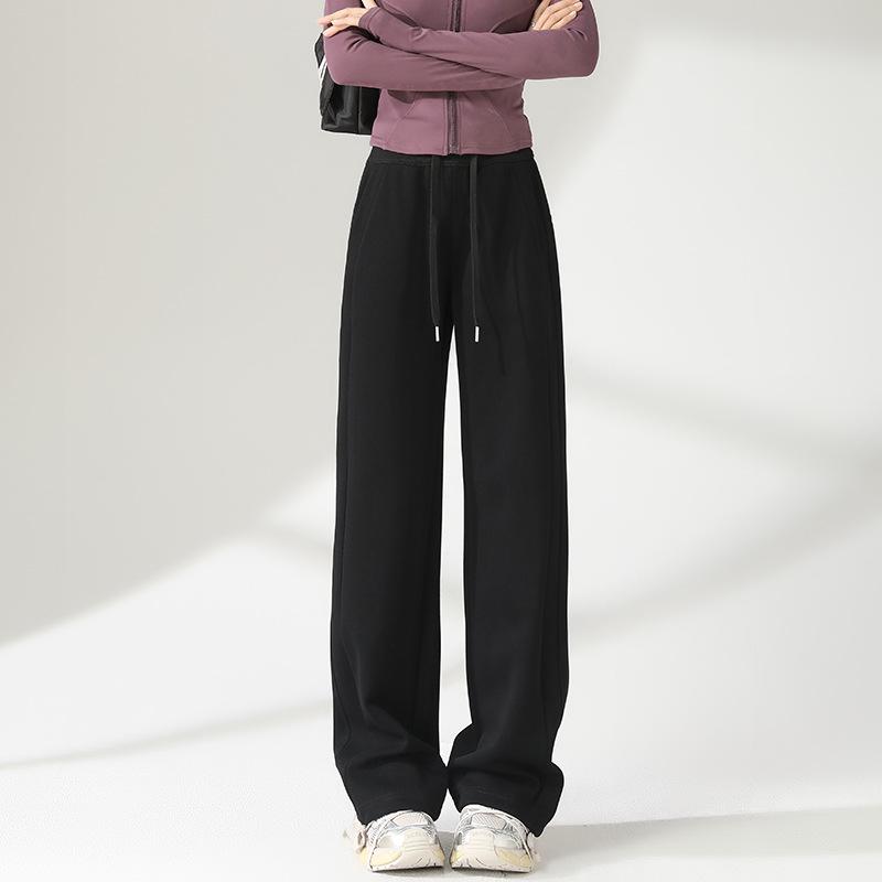 Petite Women's High-End Drape Wide-Leg Spring Sports Pants - Versatile, Casual, Narrow Straight Fit