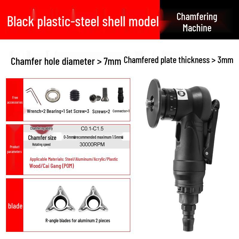 Compact Pneumatic Chamfering Tool - Handheld C & R Angle Deburrer for Woodworking Edge and Burr Removal