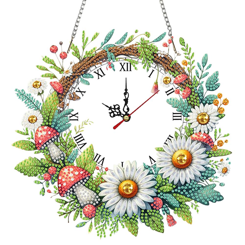 2D Flat DIY Special Shape Rhinestone Diamond Art Clock Wall Pendants Diamond Clock Art Pendant DIY Home Decor Hanging Charm