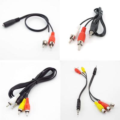 4types 1Pcs 3 4 Pole 3.5mm Male Female Jack Plug To 2RCA 3 RCA Male Female Adapter 3RCA Audio Video AV Cable Wire Cord