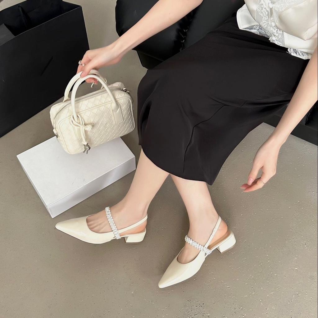 2025 Summer New Mary Jane Shoes Fashionable and Versatile Word with Bag Head Sandals with Skirt Fairy Evening Shoes