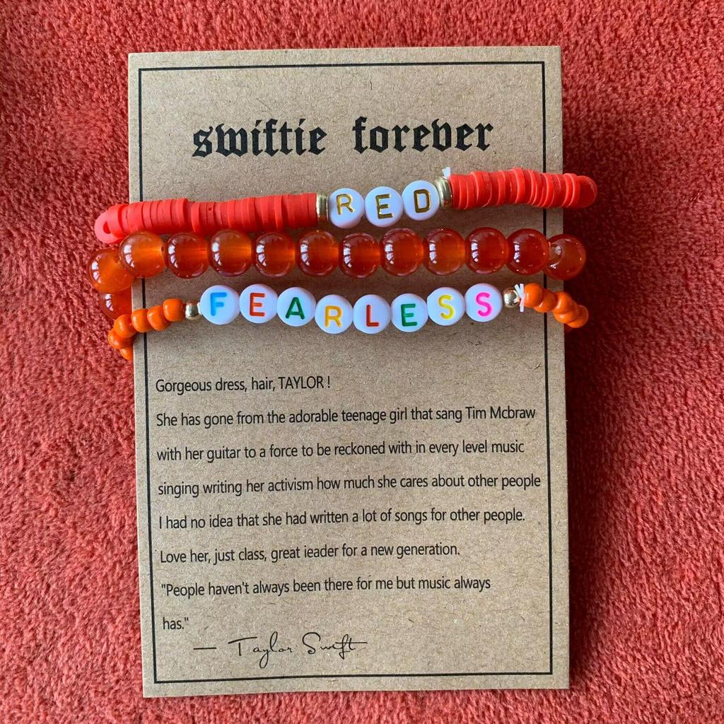 Taylor Swiftie Freundschaft Polymer Clay Armband Set mit englischem Buchstabenlogo