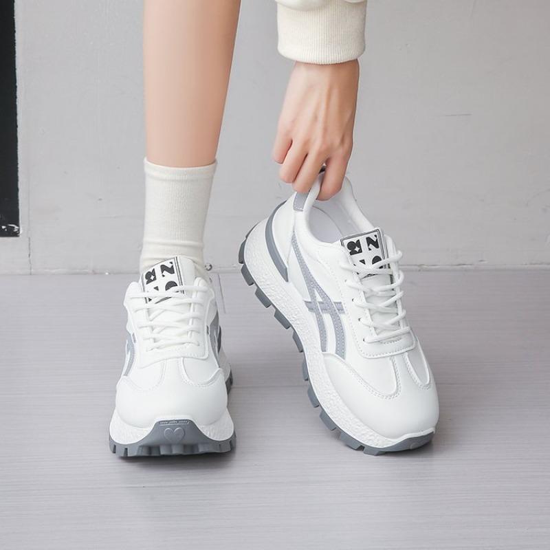 Fashion Thick-soled Sneakers for Women 2025 Spring and Autumn New Women Shoes Versatile Fashion Casual White Shoes