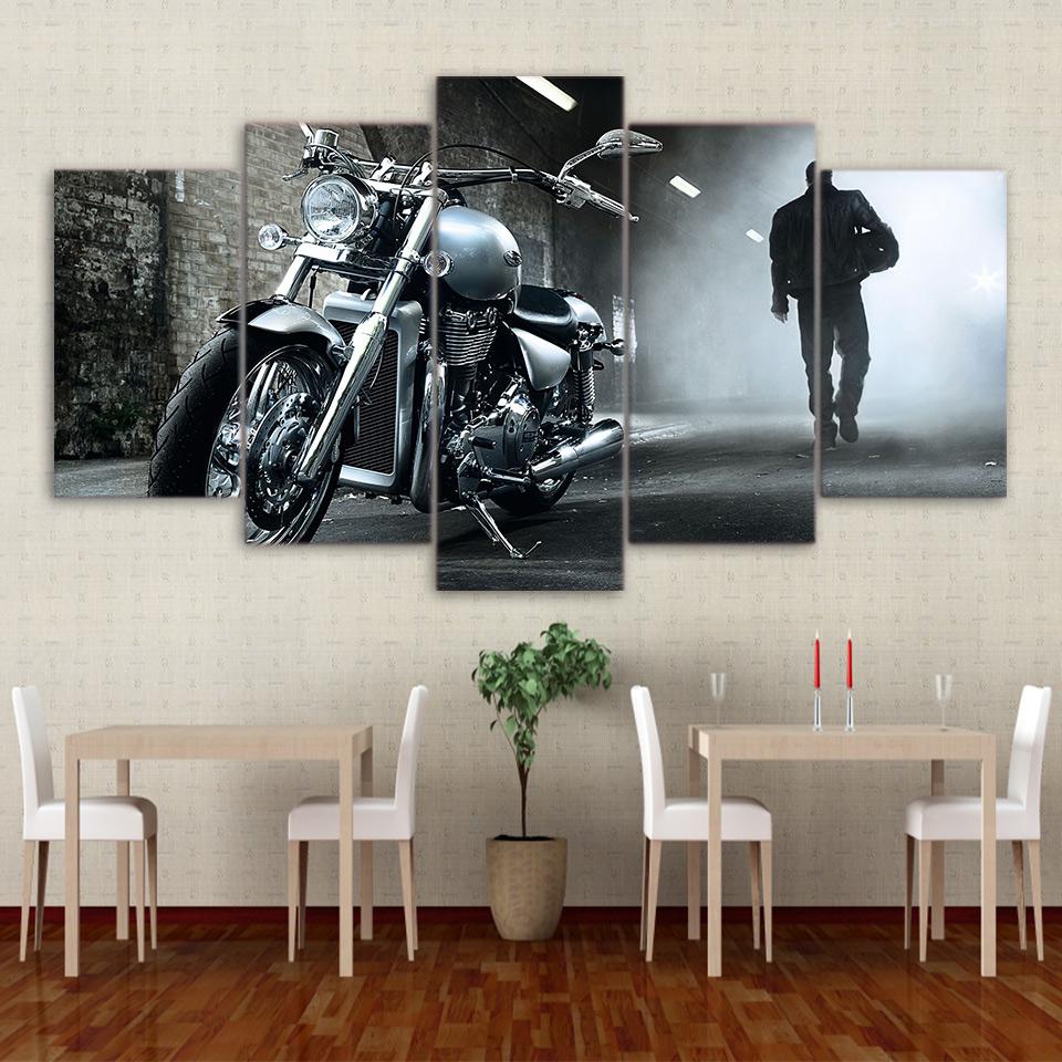 Modular Picture 5pcs Motorcycle Car Poster Wall Art Decor Canvas HD Printed Oil Paintings For Living Room Modern Home Decoration