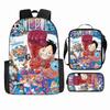 Anime Rucksack Set One Piece Naruto Schultasche für Jungen Schüler Laptop Rucksack Umhängetasche Federmäppchen 3-teilig Große Kapazität Wasserdicht