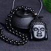Obsidian Buddha Head Lucky Amulet Pendant Tathagata Buddha Blessing Necklace Religious Buddhist Jewelry Men and Women Gifts