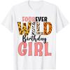 Kids Four Ever Wild 4th Birthday Girl Safari Zoo Themed T-Shirt