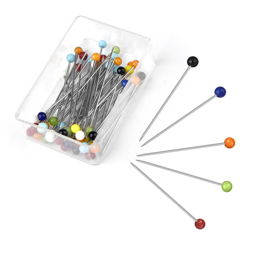 50/100Pcs Fashion Sewing Needles Colored Glass/Ceramics Head Bead Pin Stitch Knitting Needles Sewing Fixed DIY Safety Pin 32mm