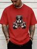 Unisexs Oversized Crew Neck Tee Muscular Pitbull Gym Dumbbell Tattoo Print Soft Cotton Fitness Street Short Sleeve Daily Casual Top