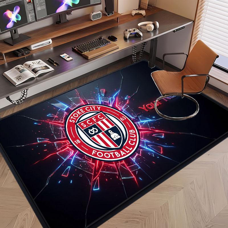 Custom Rug Stoke City FC Pattern Print Name Text Soft Non‑Slip Floor Carpet for Home Indoor Decoration