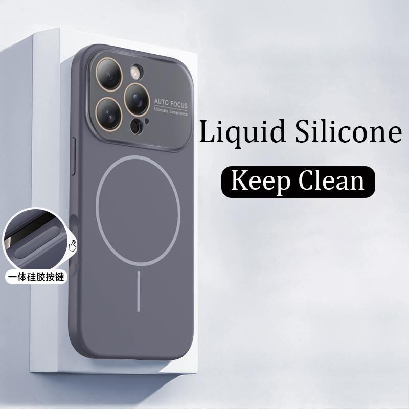 

Official Candy Liquid Silicon Magnetic Case For For Iphone 17 Air 16 15 14 13 Pro Max Shockproof Armor Large Window Soft Phone Cover iPhone 15 Pro Max