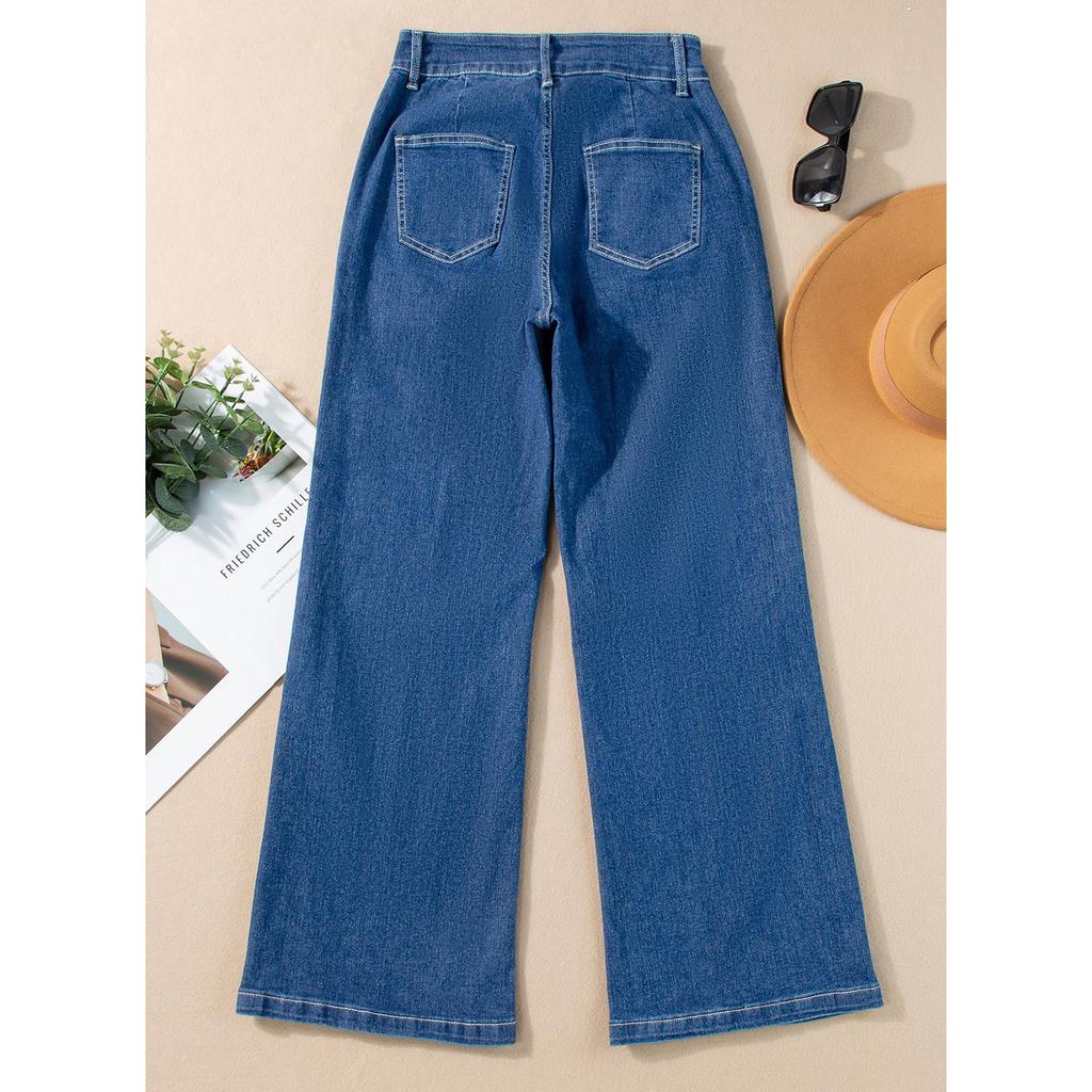 Ladies' Retro Straight Leg High Waisted Jeans