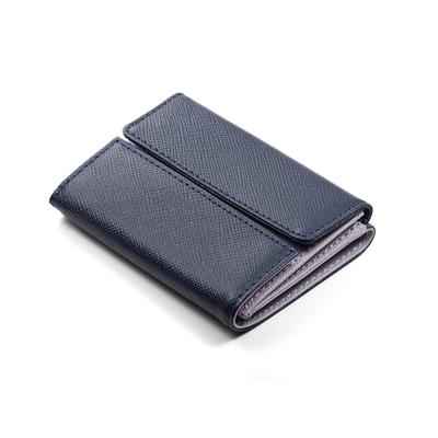 Corale myntfodral min plånbok liten plånbok plånbok som inte viker sedlar plånbok äkta läder prismaläder marinblå x rosa (Corare) dam tri-vikt