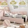 Upholstered Bed Upholstery Single with 2 Drawers Storage Space Slatted Frame Youth Adult Cot Pink (without Mattress) Teenager
