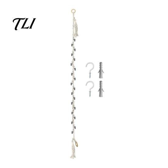 Stuffed Animal Hanging Rack Doll Cotton Storage Chain, Wall Mounted Organizer with Display Strap Metal Clips, Boho for Kids Room And