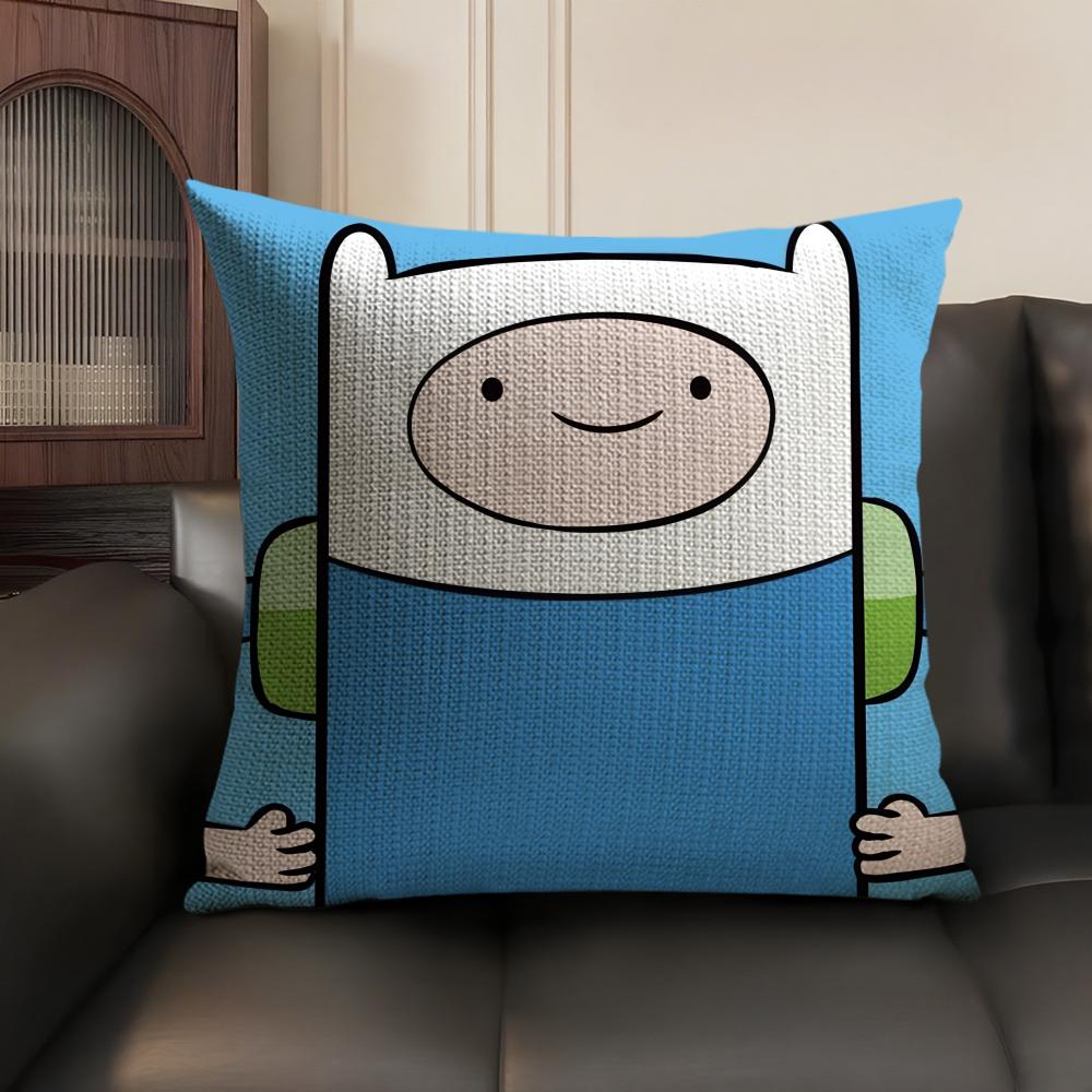 Cartoon A-Adventure Time Cushion Cover Natural Linen Organic Fabric Double-Sided Printing Sofa Home Decor Gift Pillow Case
